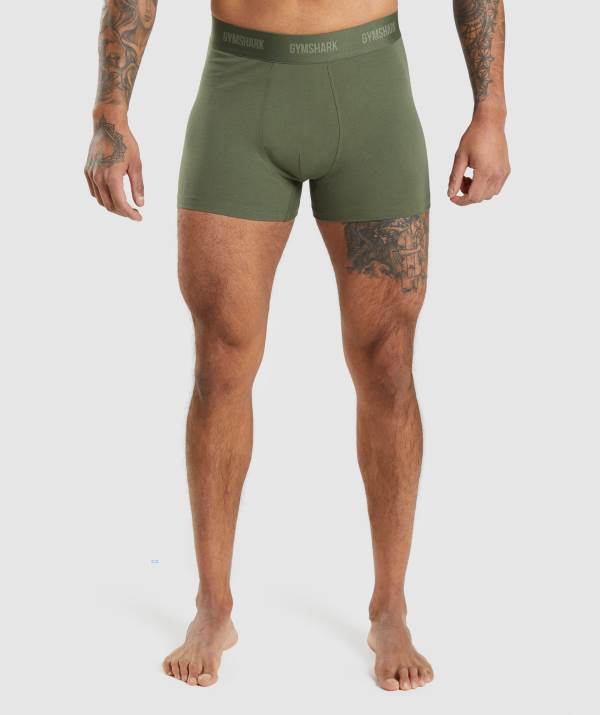 Panske Spodne Pradlo Gymshark Boxers 2pk Námornícka Modrá Olivovo Zelená | SH1526087